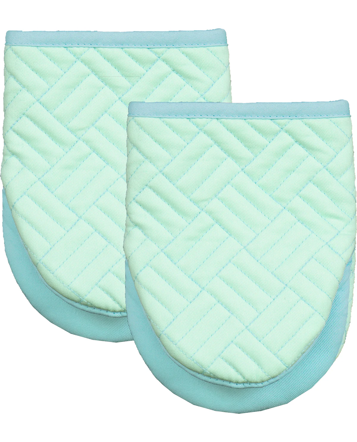 Aqua & Blue Quilt Textile Oven Mitt Set