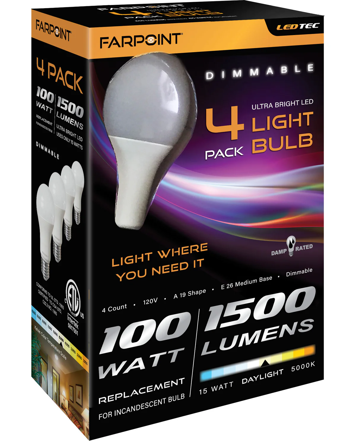 4pk 100W LED Bulbs