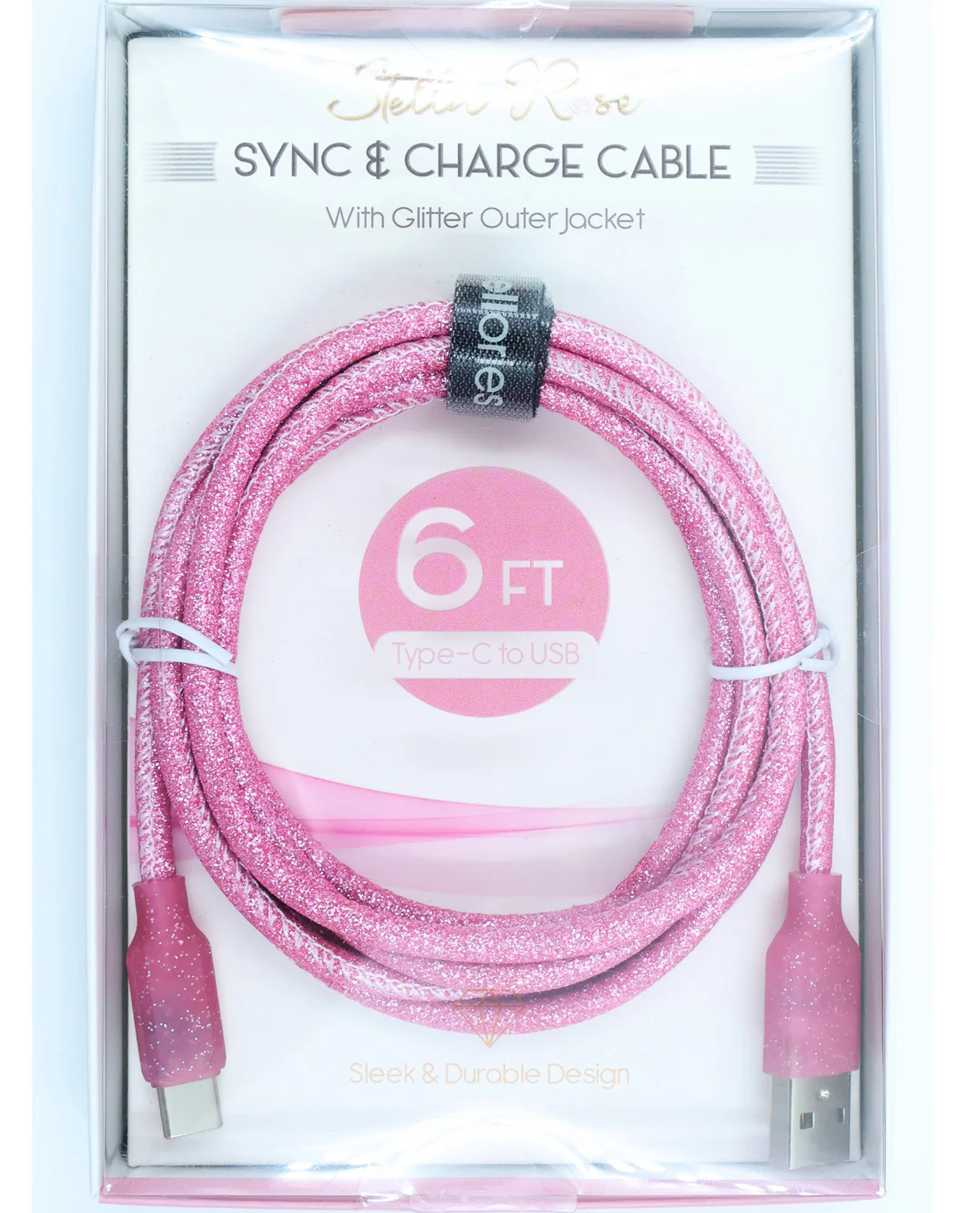 6Ft. Pink Glitter Type-C Sync & Charge Cable