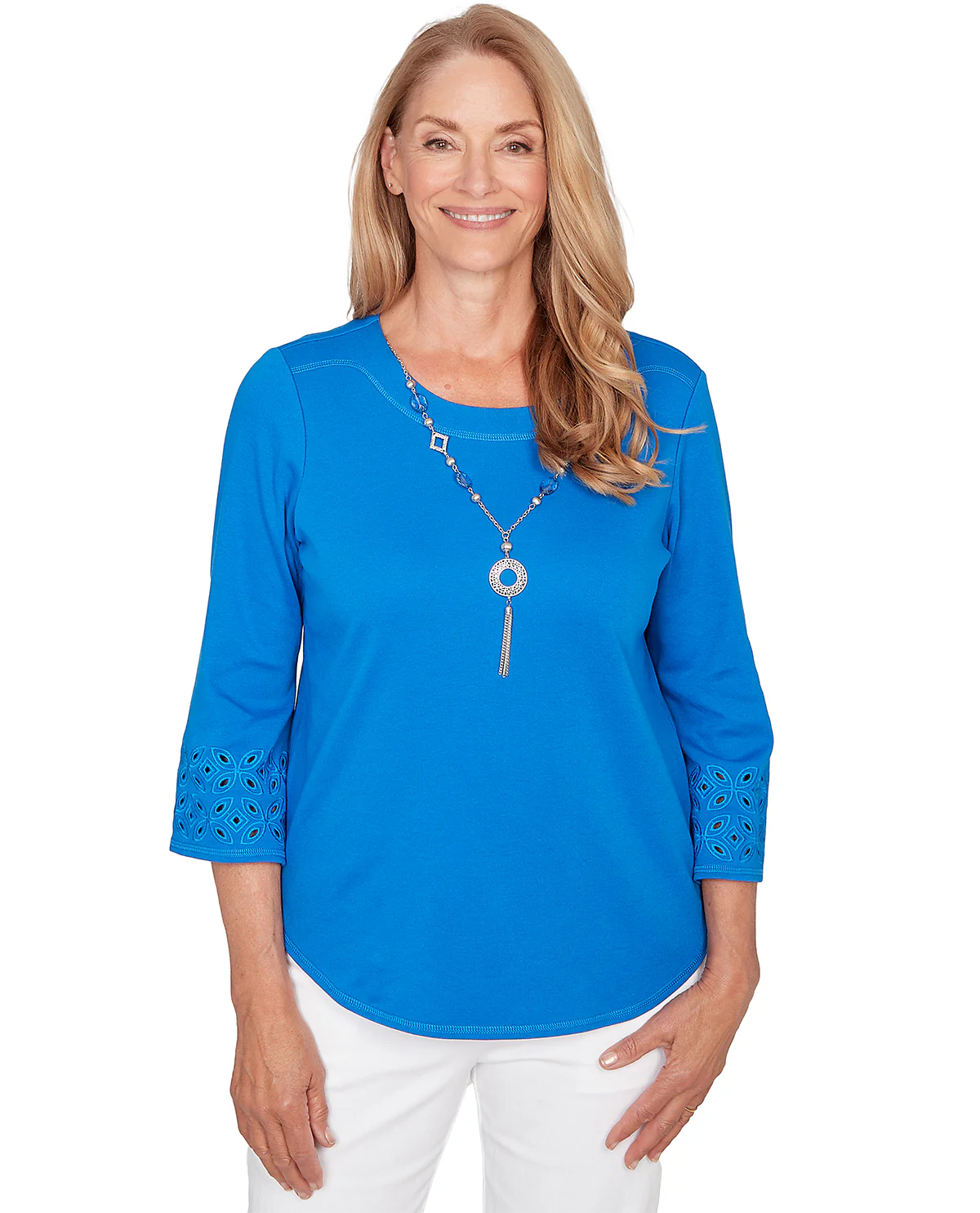 Alfred Dunner Mykonos Eyelet Solid Top Royal
