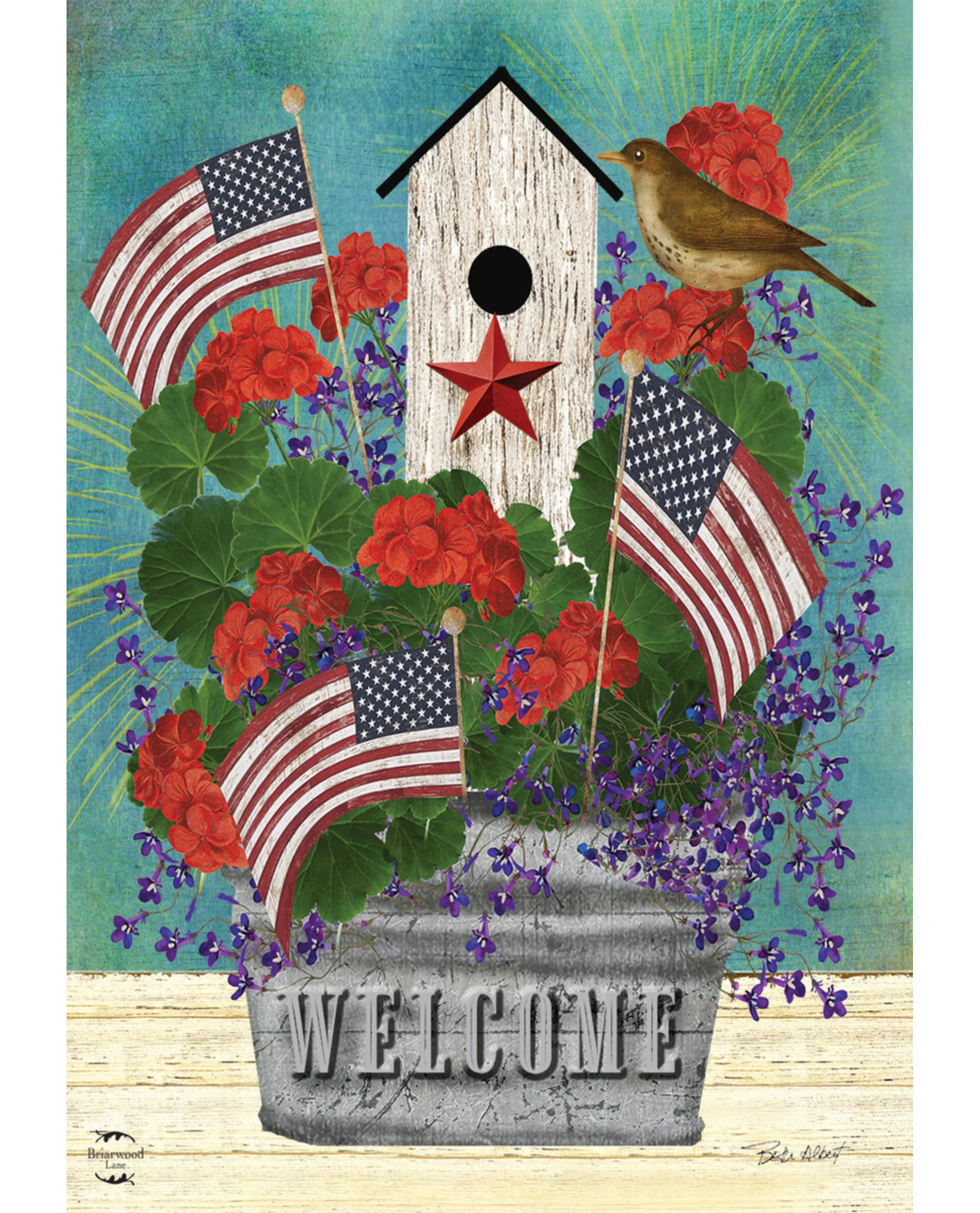 All-American Birdhouse Garden Flag