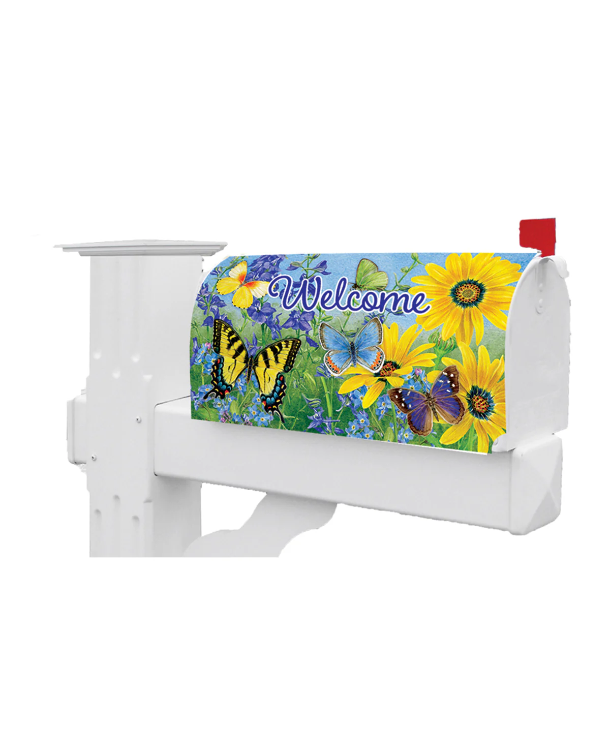 Blue & Yellow Butterflies Mailbox Cover