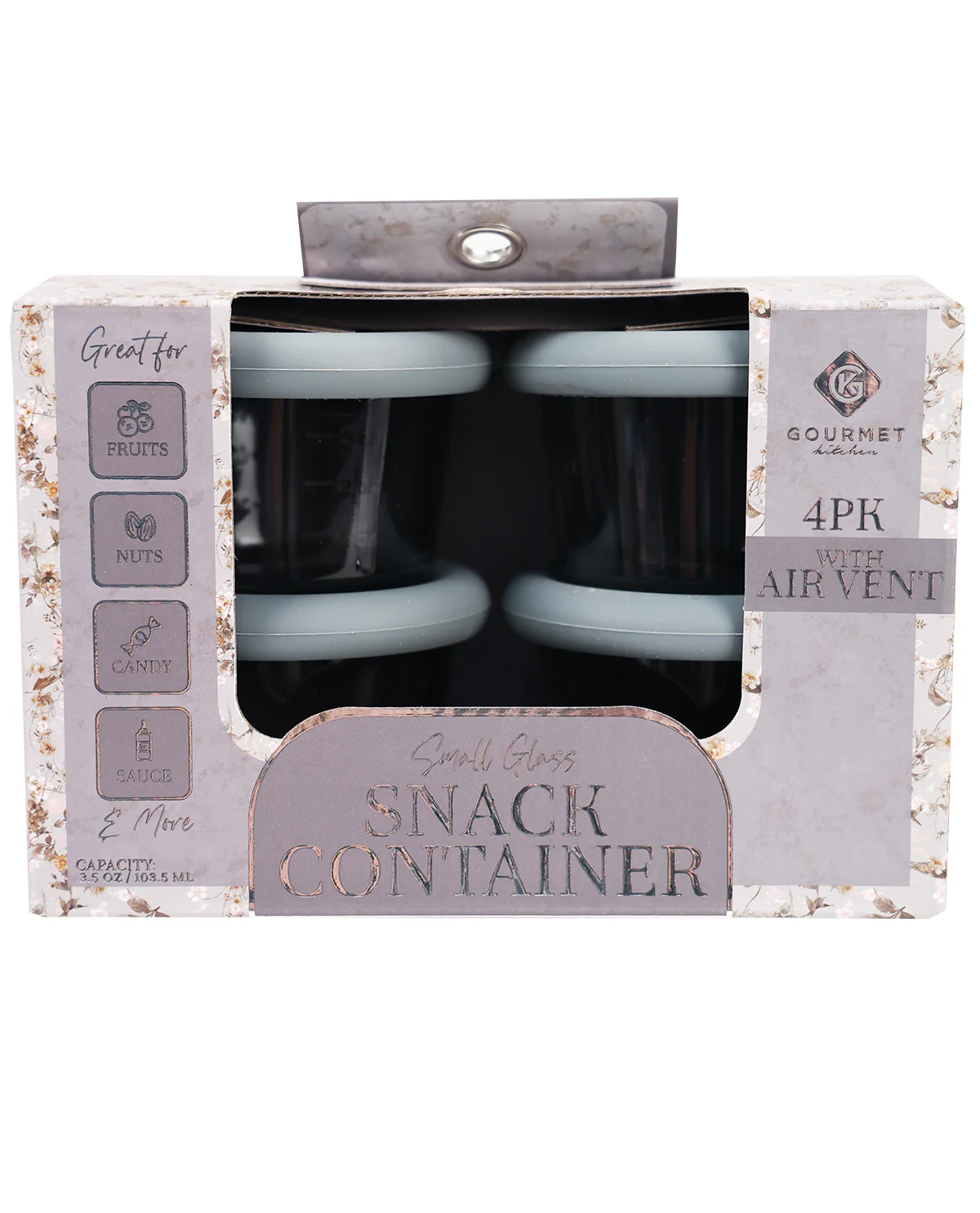 Blue Grey Tint 4pc. Glass Food Container Set