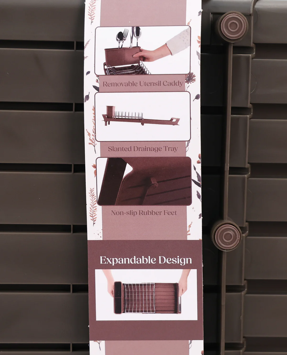 Chestnut Mini Expandable Wire Dish Rack - Image 2