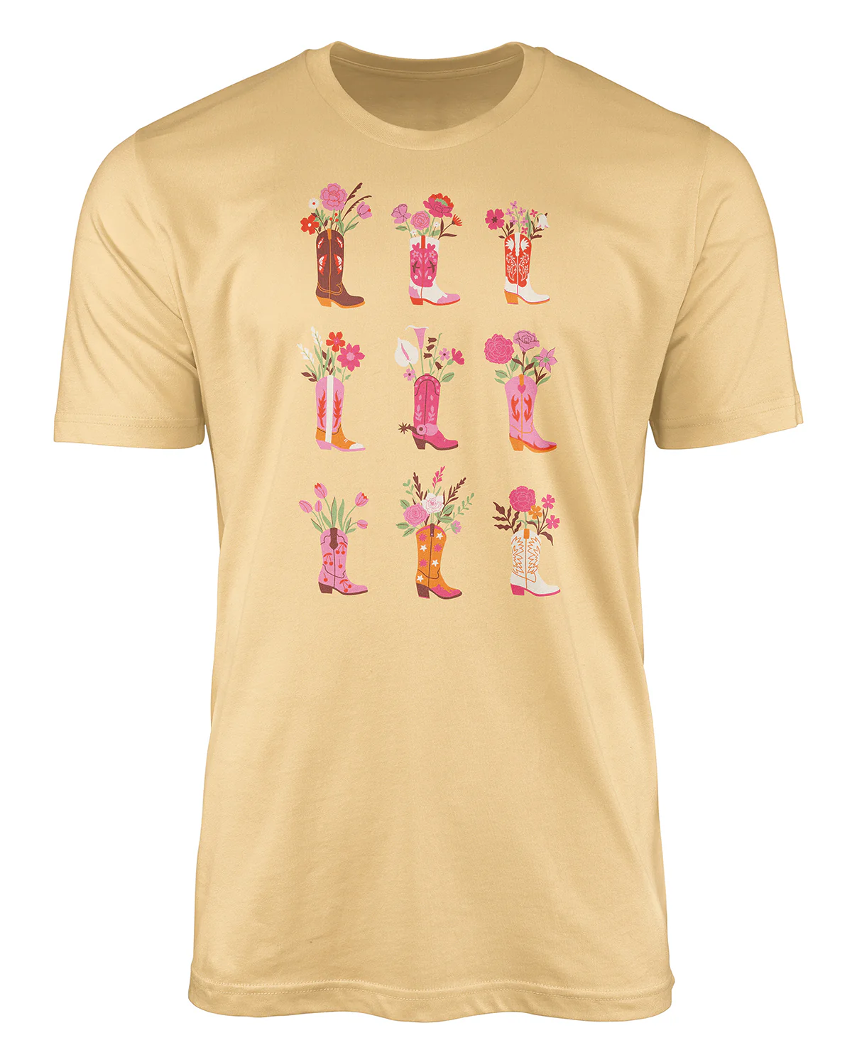 Missy Cowgirl Boots and Flowers Short Sleeve Screen Tee