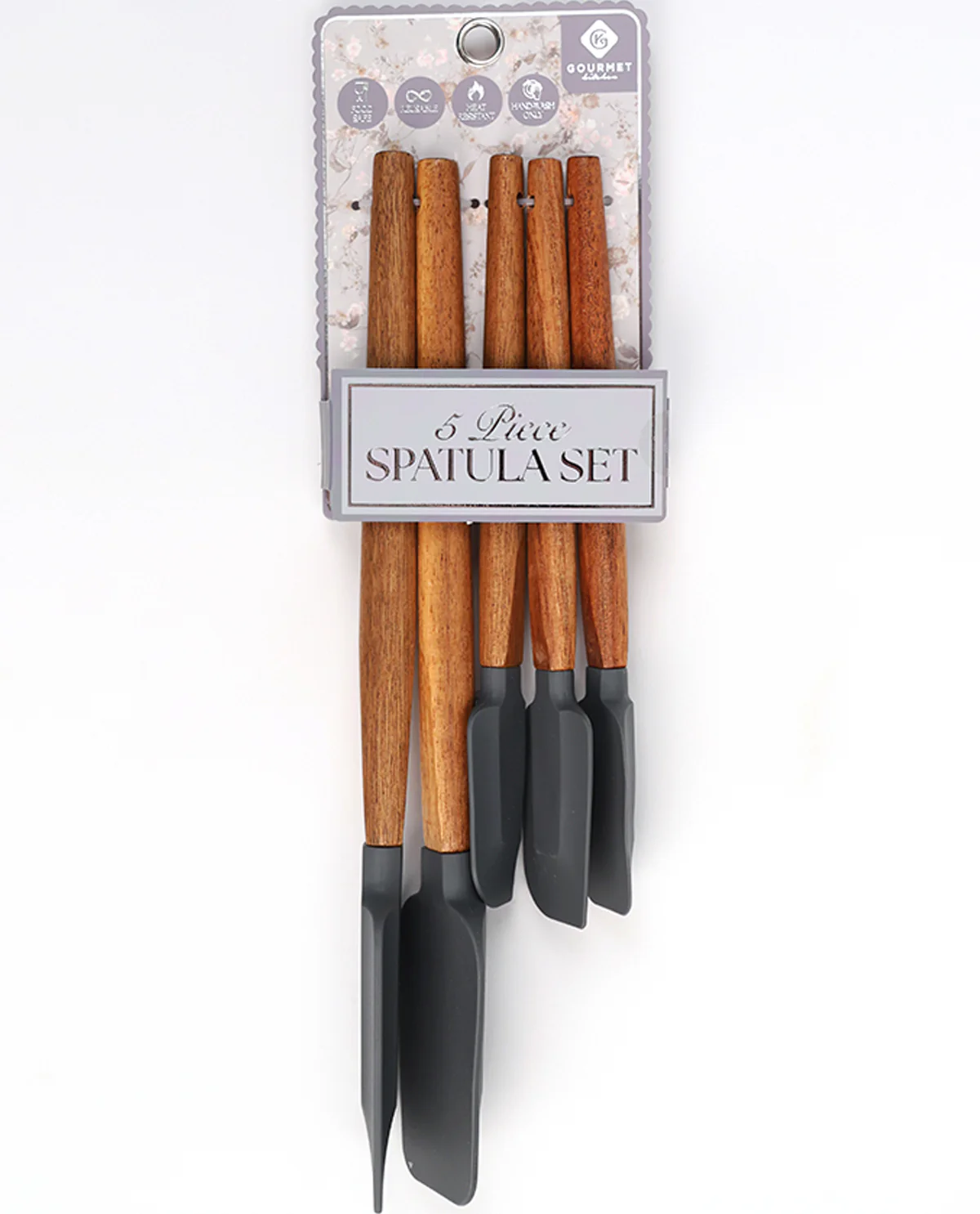 Castlerock Acacia 5pc Silica Spatula Set