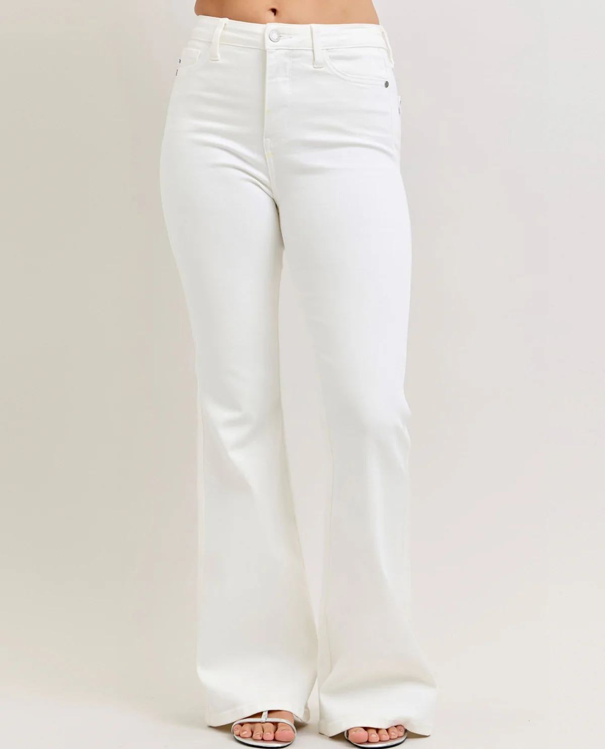 Judy Blue White Denim High Waist Tummy Control Flare
