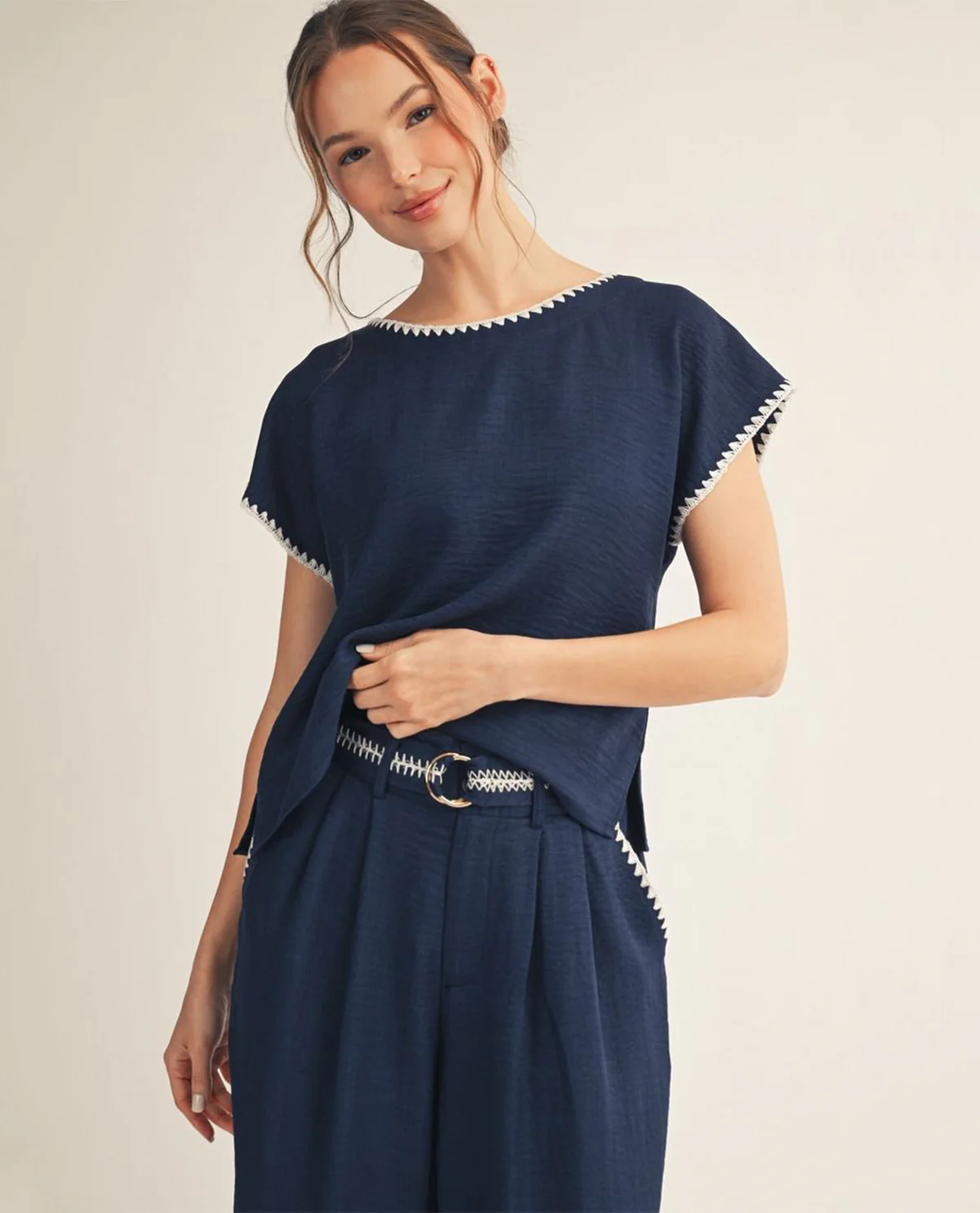Jodifl Solid Top With Trim Navy
