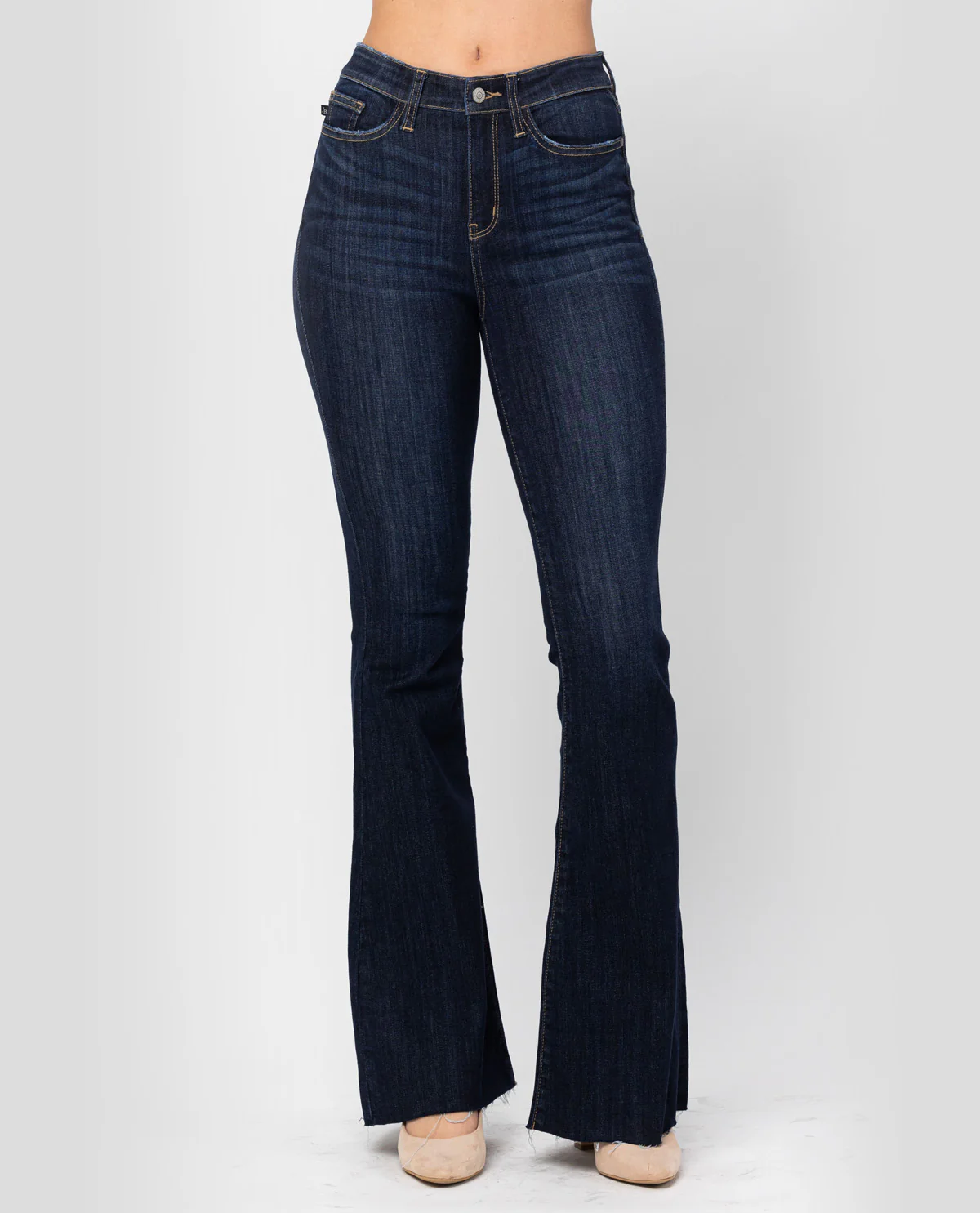 Judy Blue High Rise Raw Hem Flare Fit Denim