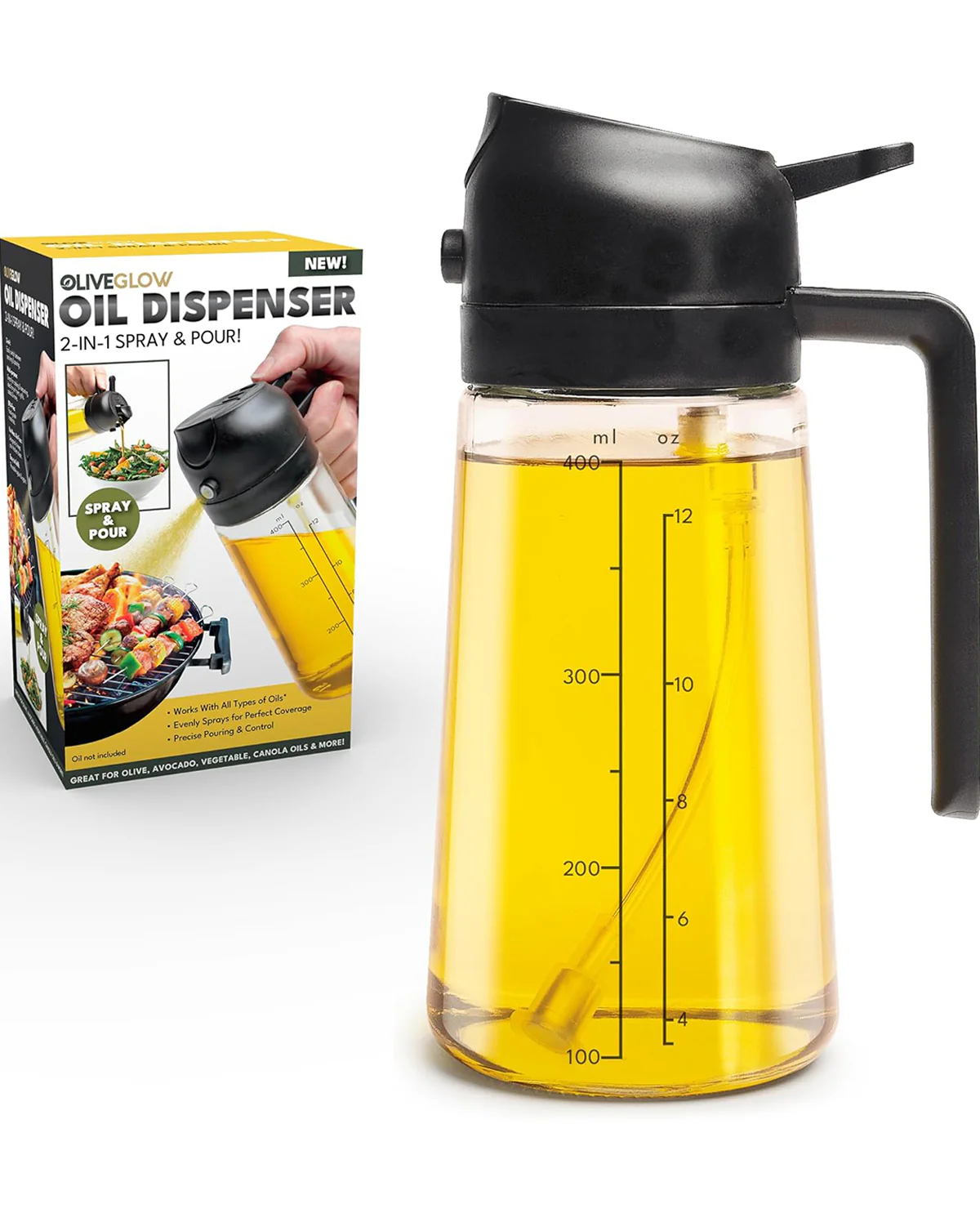 OliveGlow 2-N-1 Spray & Pour Oil Dispenser