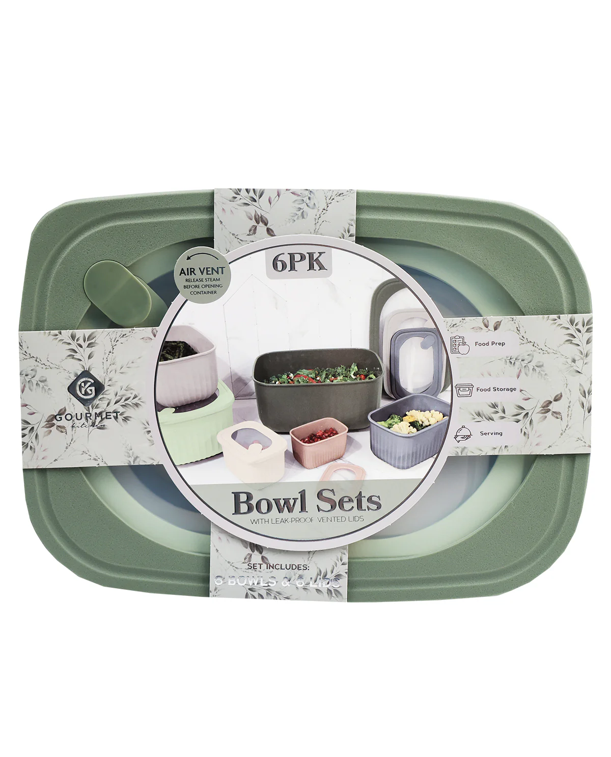 Olivine 6-Piece Bowl Set With Lids