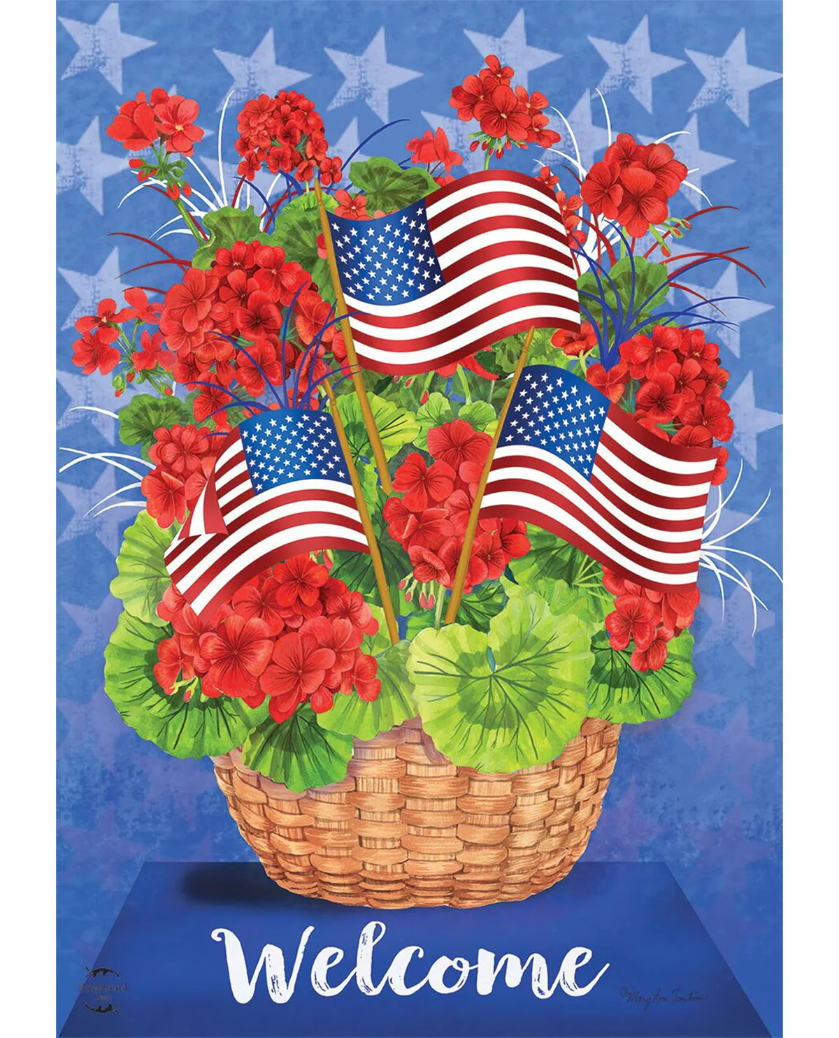Patriotic Basket Summer Garden Flag