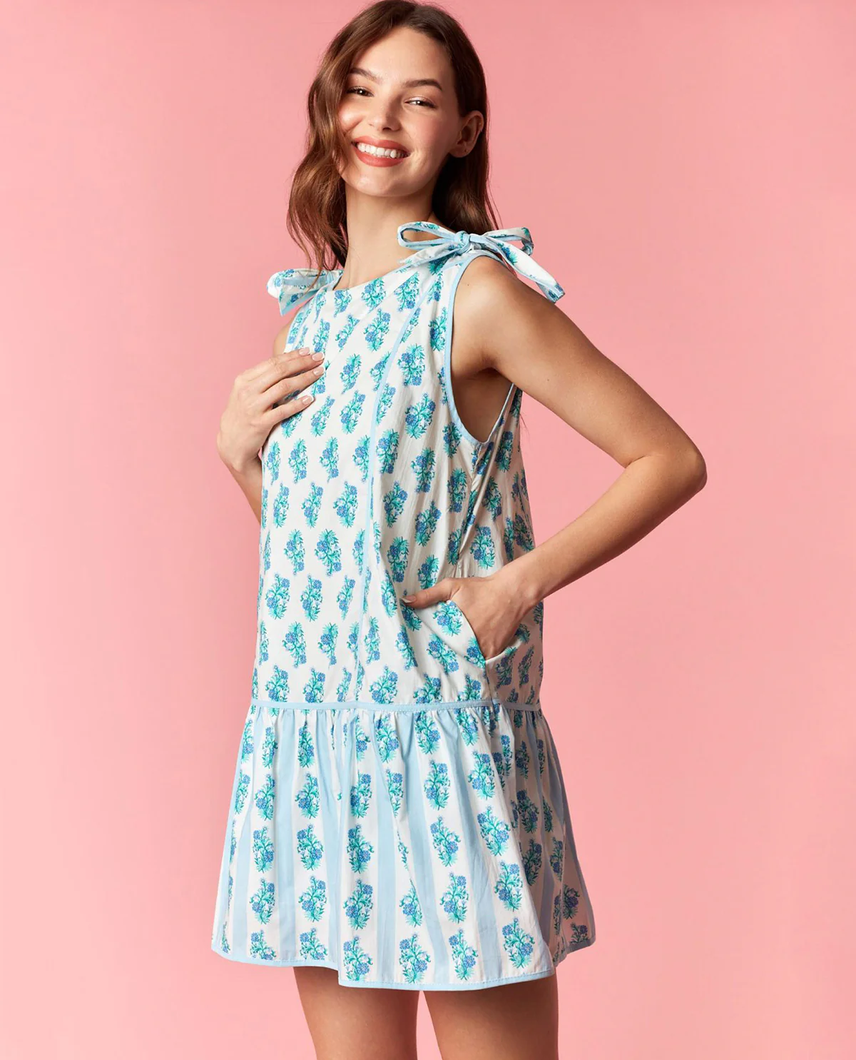 Peach Love Tie Shoulder Floral Dress