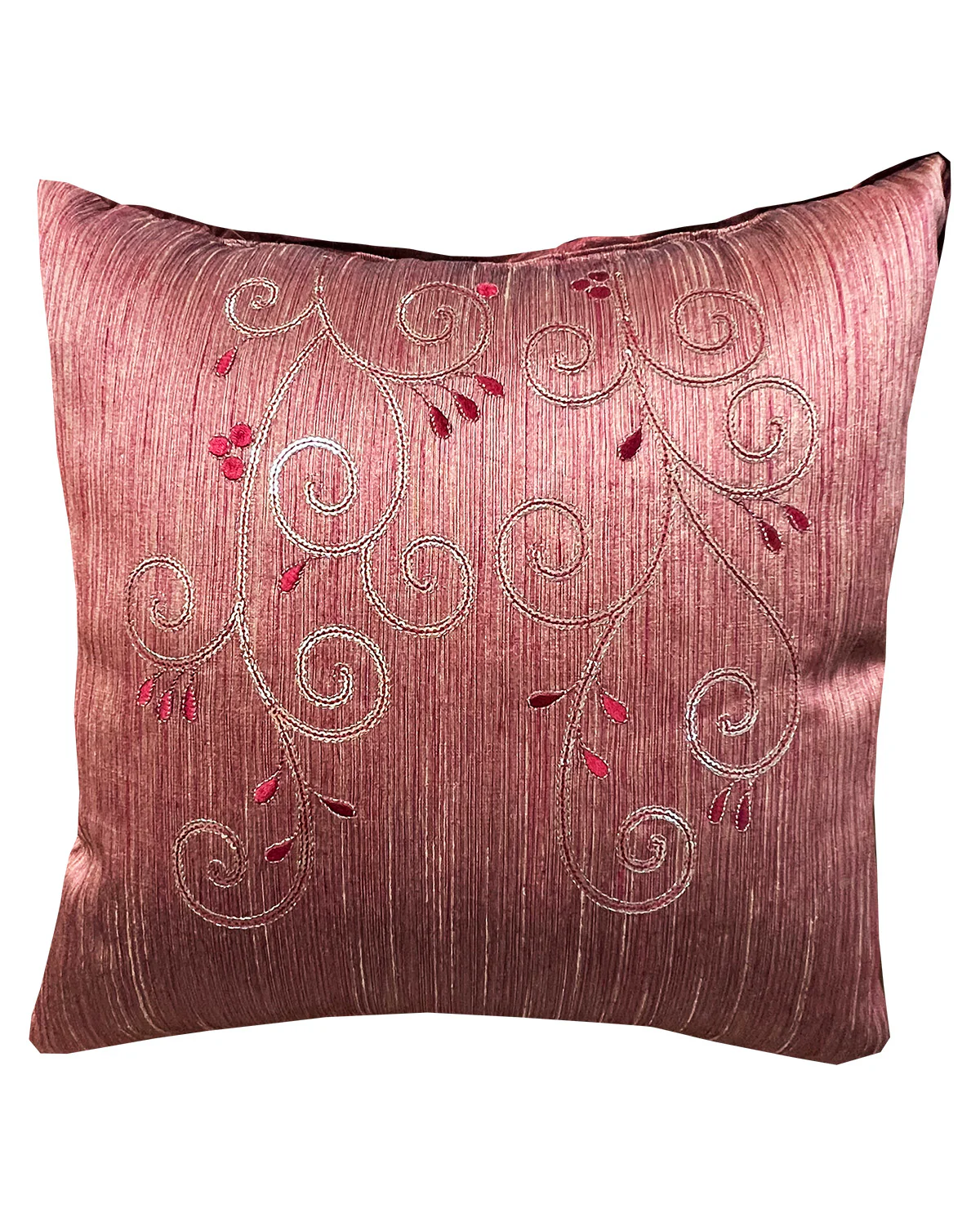 16" Neera Burgundy With Scrolls Pillow