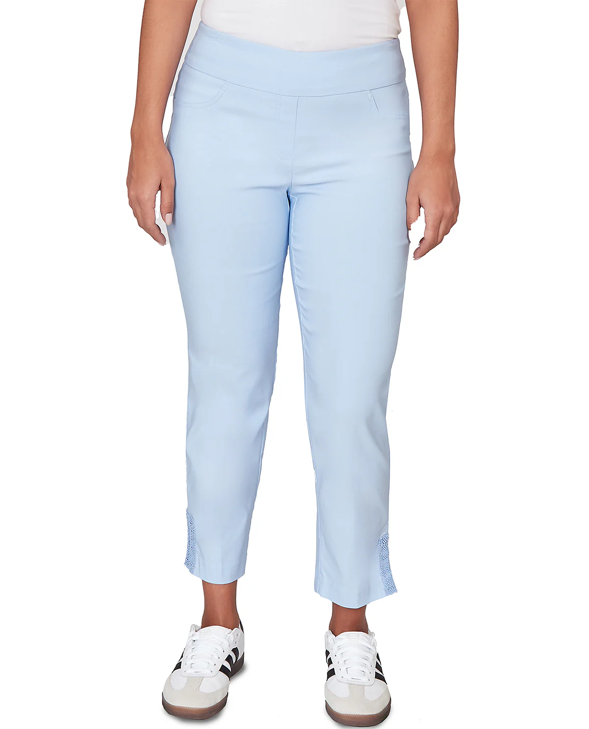 Ruby Road Pull on Silky Ankle Pant With Lace Detail