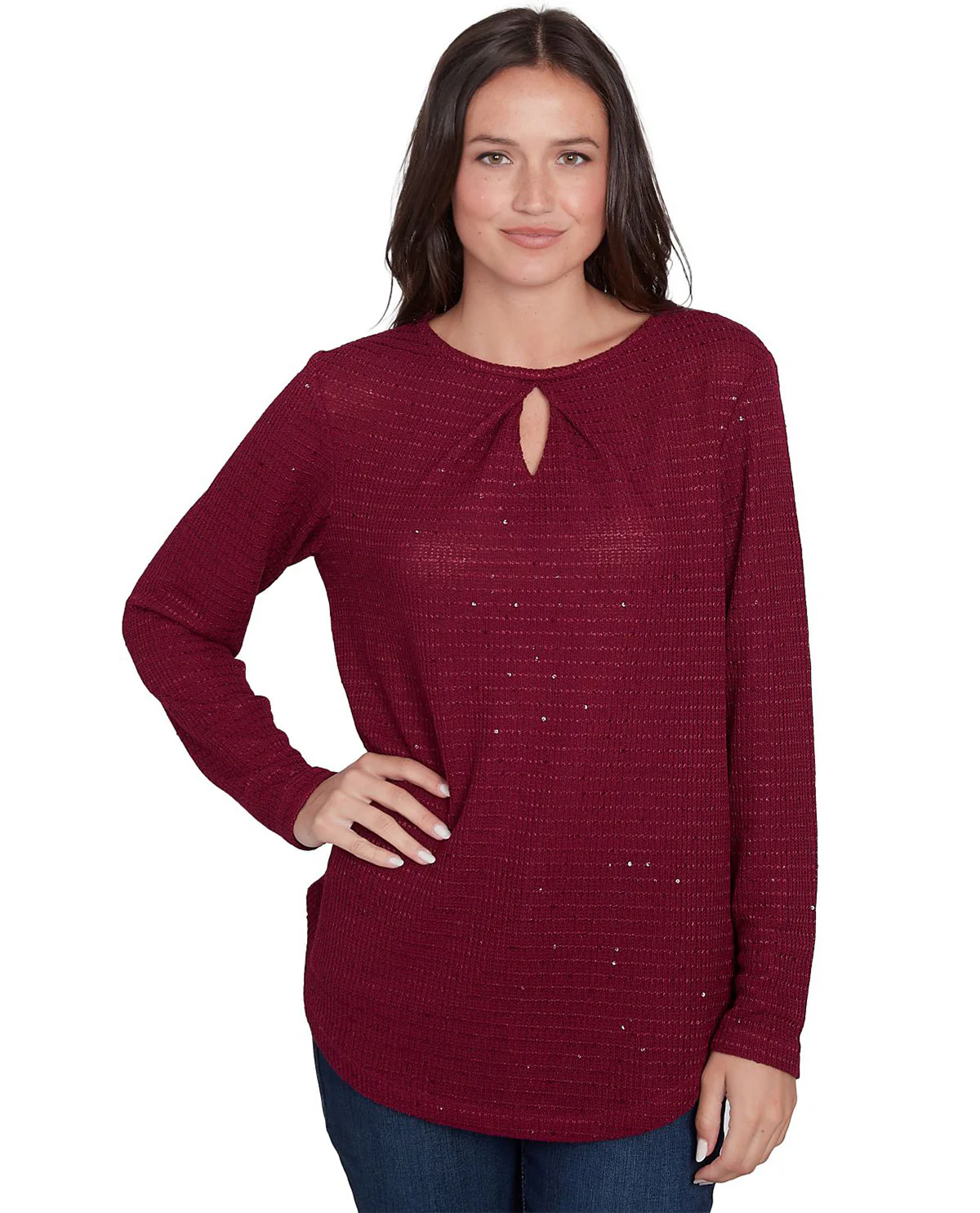 Ruby Road Petite Must Haves II Solid Sequin Knit Top