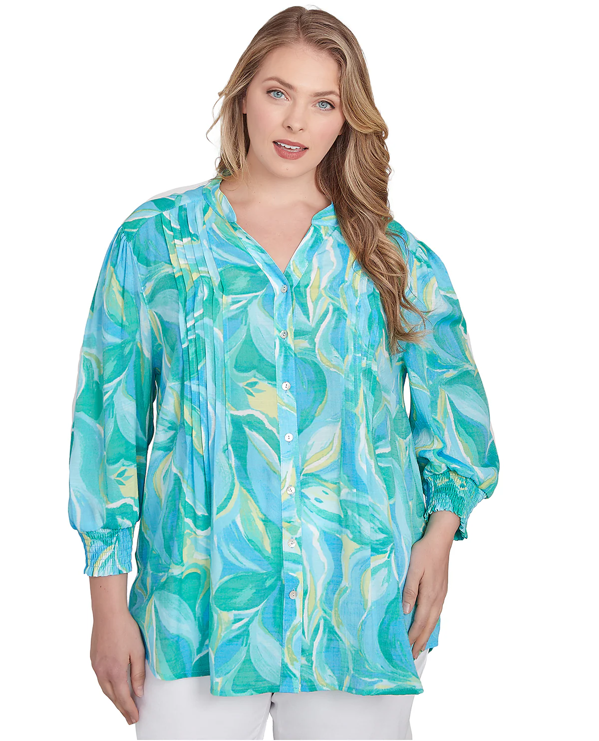 Ruby Road Women's Paradise Cove Foliage Woven Top
