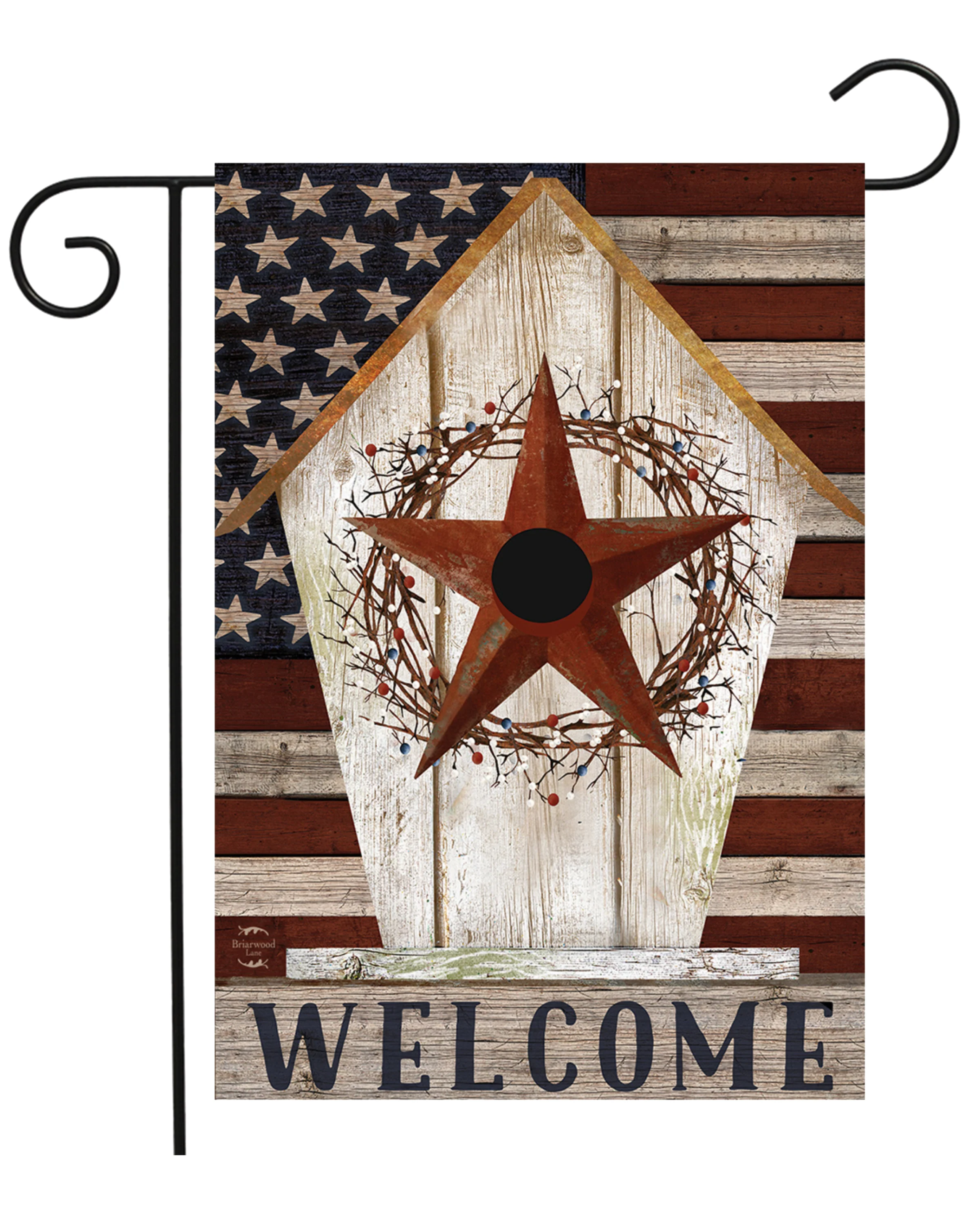 Rustic American Birdhouse Garden Flag