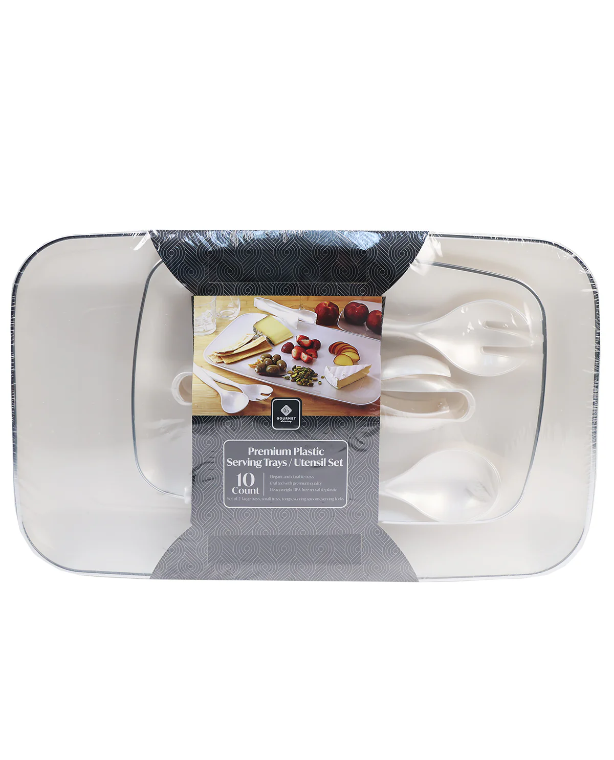 Silver Edge Pearl Serving Trays & Utensil Set