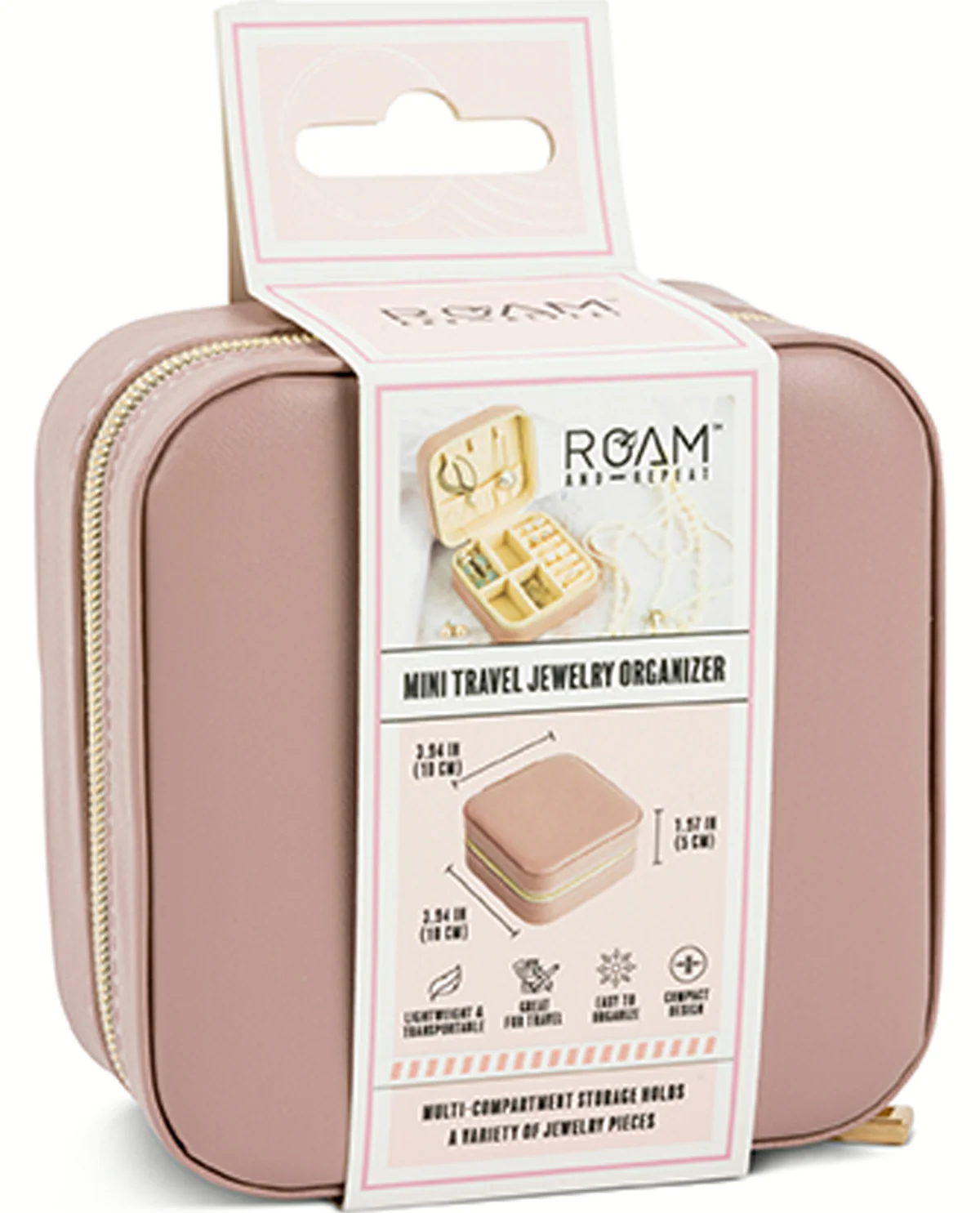 Mini Printed Travel Jewelry Organizer Metallic Rose