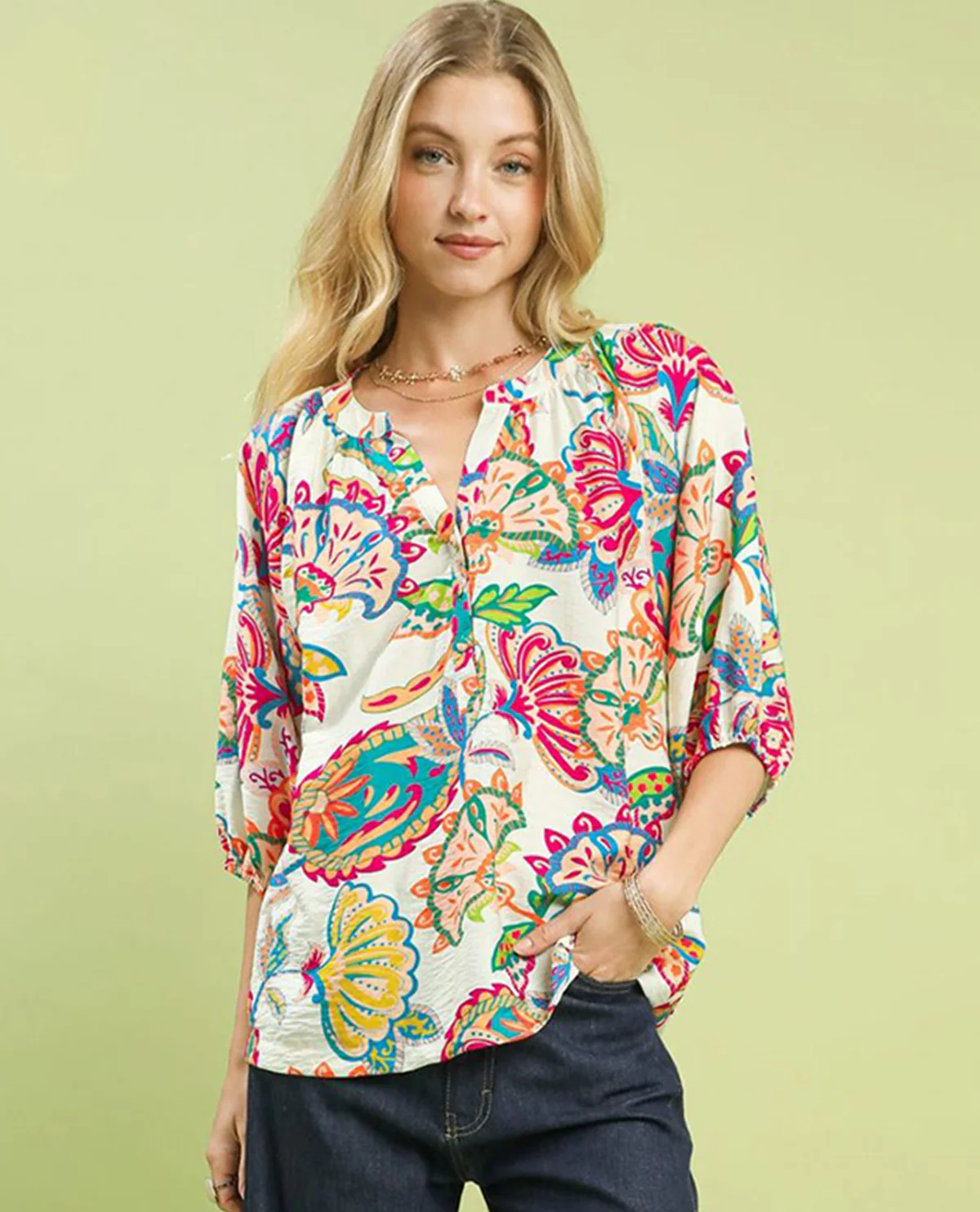 Umgee Paisley Print Top