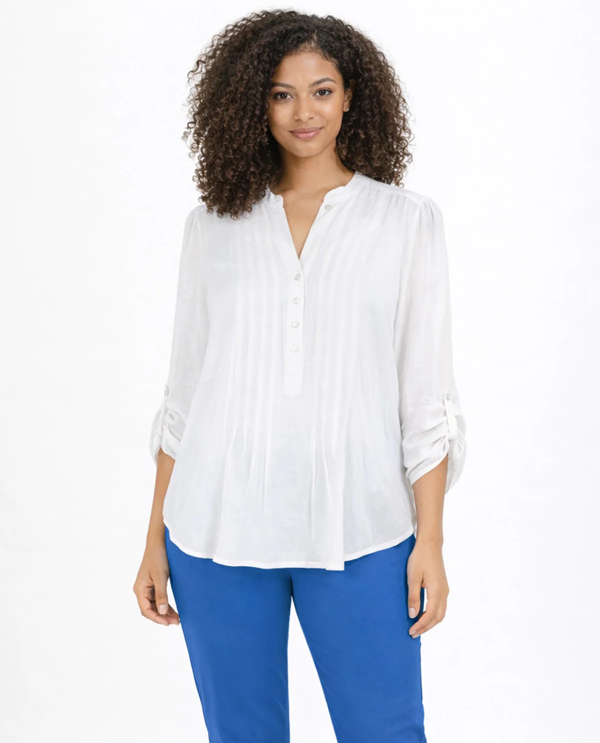 Zac & Rachel Solid Slub Top White